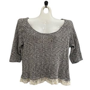 Maison Jules lightweight knit sweater with lace details